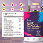 VivoNu Beef Organ Supplement for Women, 300 Day Supply, 11000mg per Serving Beef Organs with Bovine Liver, Ovary, Uterus, Kidney, Heart, Bone & More, 100% Grass Fed, Balance Hormones, Energy, 3 Bag