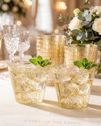 Hioasis 200Pcs 9OZ Gold Glitter Plastic Cups - Gold Plastic Cups, Heavy Duty & BPA-free for Party, Wedding, Celebrations