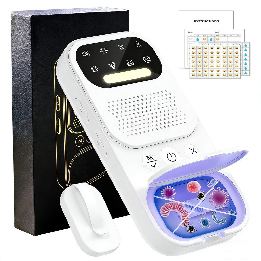 Wireless Smart Bed wetting Alarm - Suitable for Boys, Girls, and Older Kids. with UV Mode, Night Light, Sound/Vibration, High Sensitivity Sensor.for Nighttime bedwetting Training.