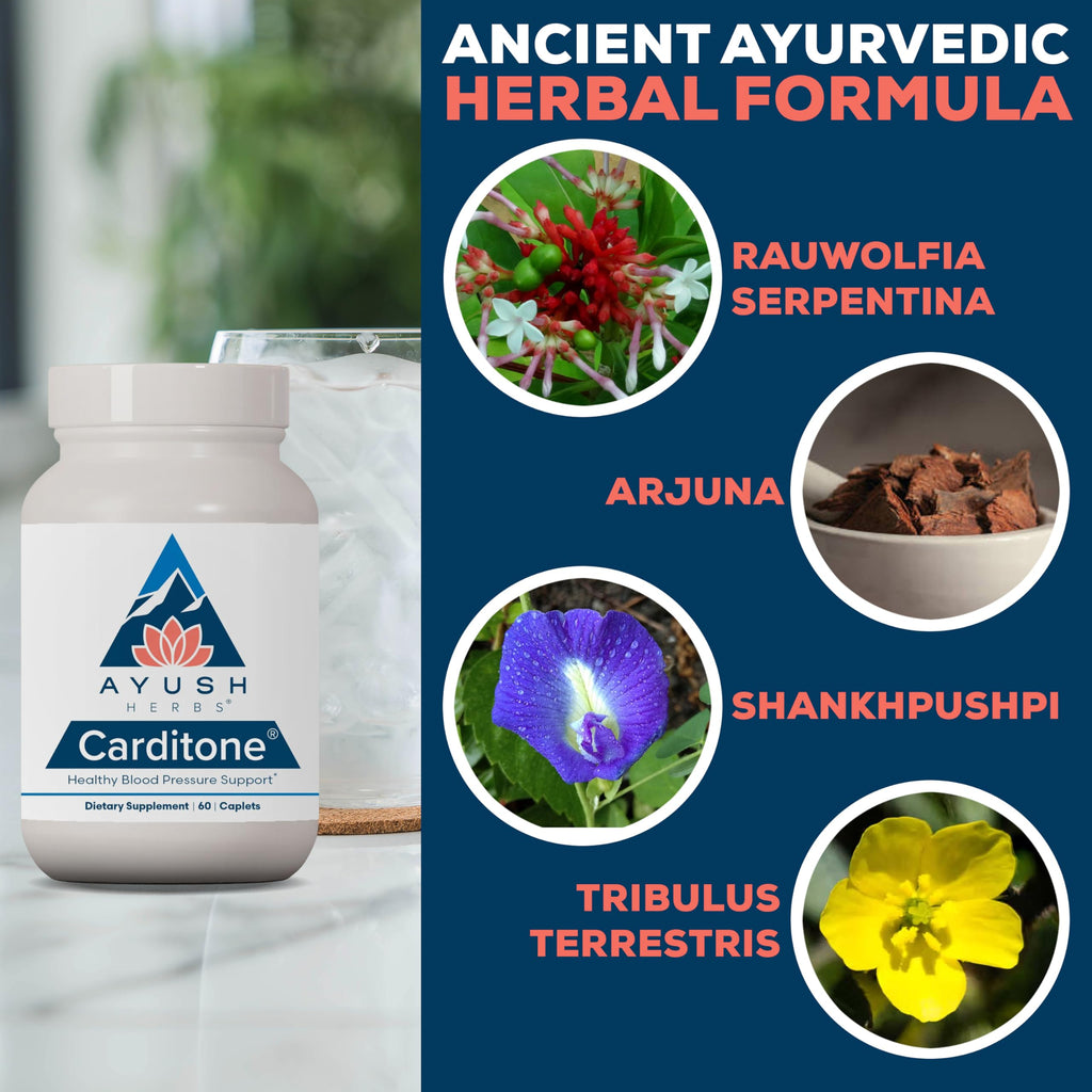 Ayush Herbs Carditone - Natural Heart Health Supplement for Women & Men, BP Formula, Holistic Heart Supplement with Rauwolfia, Arjuna, Calcium, and Magnesium - 120 Servings