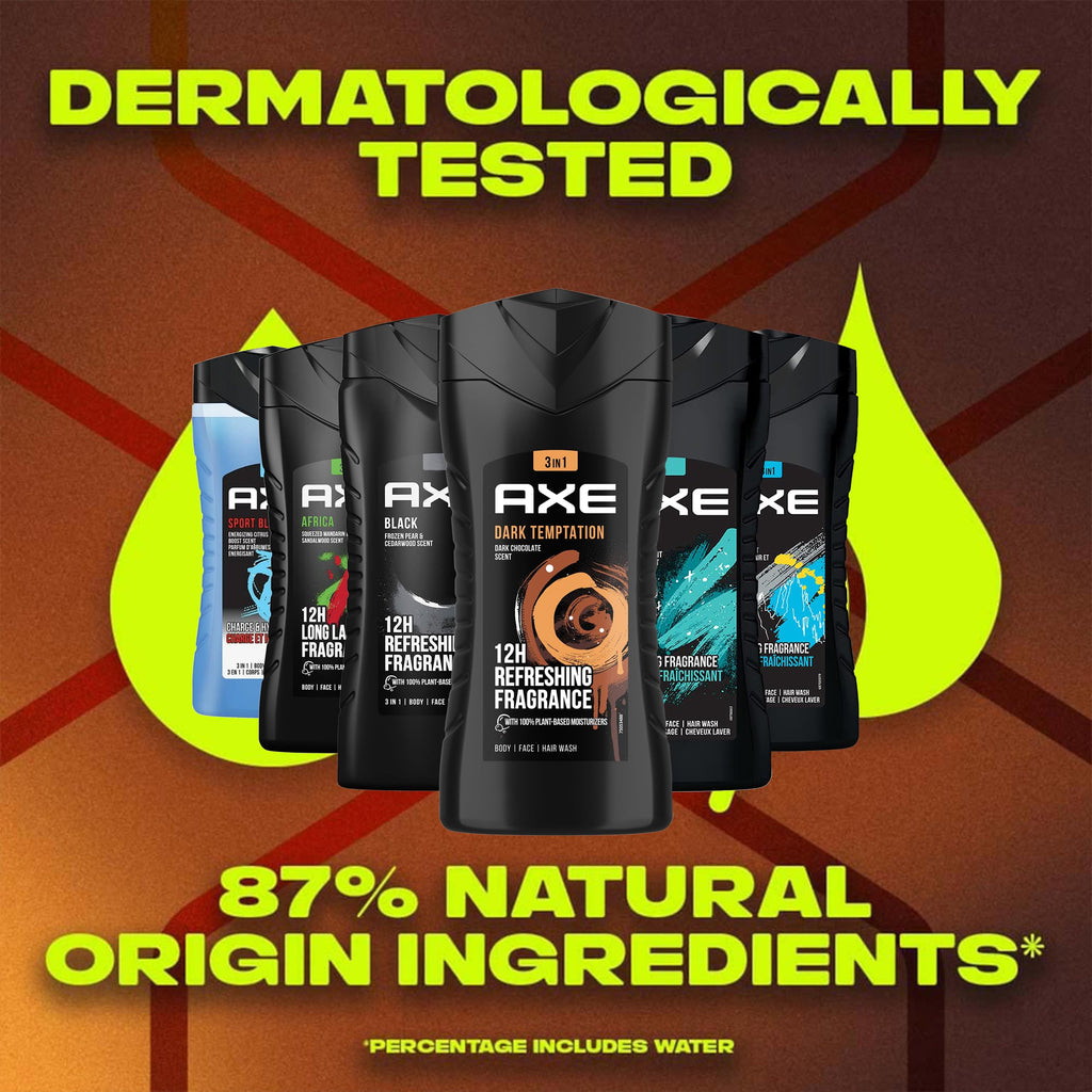 AXE Men's Body Wash Variety Set, 6 Pack, Assorted Scents, 3-in-1 Body, Face and Hair Wash, 8.5 Oz. Each