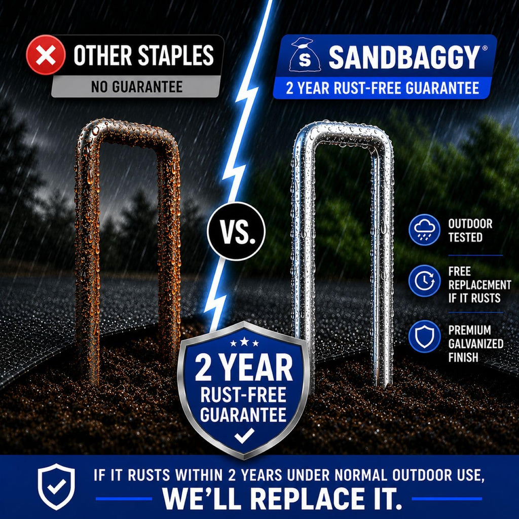 Sandbaggy 500-Count 6-Inch Galvanized Landscape Staples - SOD Garden Stakes ~ Trusted by Farmers & Contractors Across the USA