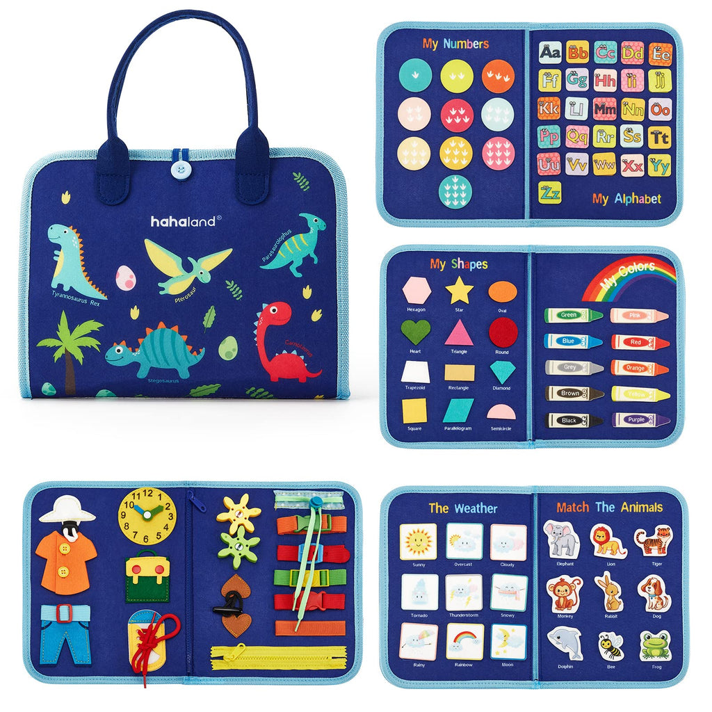 Busy Board for Toddlers -  Toys Preschool Learning Activities with Life Skills, Alphabet, Number, Shape, Color, Animal, Weather - Toddler Boy Learning Educational Toys, Travel Toys