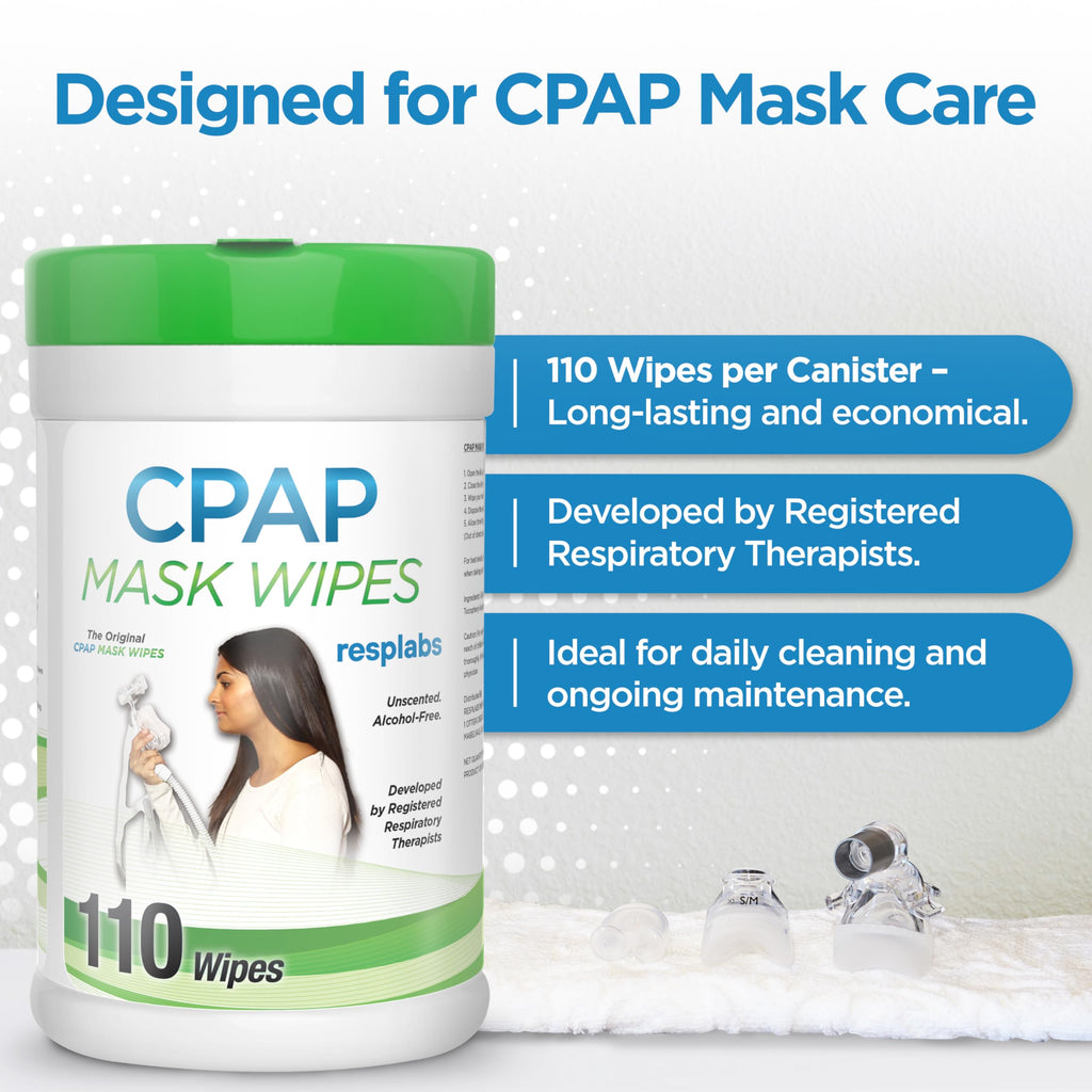 resplabs CPAP Mask Wipes Unscented Cleaner for Full Face, Nasal Masks & Supplies 110 Wipes