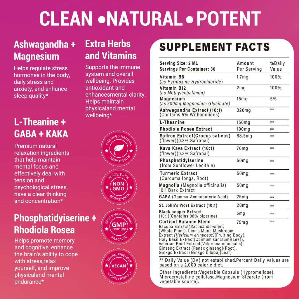 Bvlaue Cortisol Supplements Detox for Women - 20-in-1 Cortisol Reducer,Manager,Lower w/Ashwagandha,Magnesium,L-Theanine,Saffron,Rhodiola for Hormone Balance/Sleep/Stress Relief,Strawberry Flavor