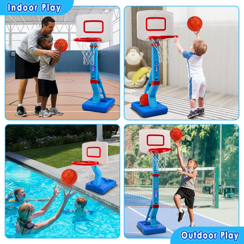 Toddler Basketball Hoop Set, Adjustable Kids Basketball Hoop for Boys Girls