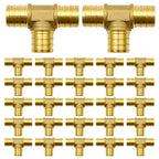 25 Pack 3/4" PEX Fittings, Brass Tee Fittings, for PEX Tubing Pipe
