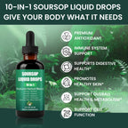 Soursop 10 in 1 Extract Drops, Soursop Bitters Liquid Drops with Sea Moss, Turmeric, Moringa, Oregano, Black Seed Oil, Ashwagandha, Chlorophyll, Sugar/Gluten Free, Natural Flavor (1)