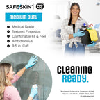 SAFESKIN Nitrile Disposable Gloves in 4 Packs of 50/200 Total, Medium Duty, Large Size, Powder Free - For Food Handling, First Aid, Cleaning, Gardening, Crafting - Premium Medical Exam Gloves