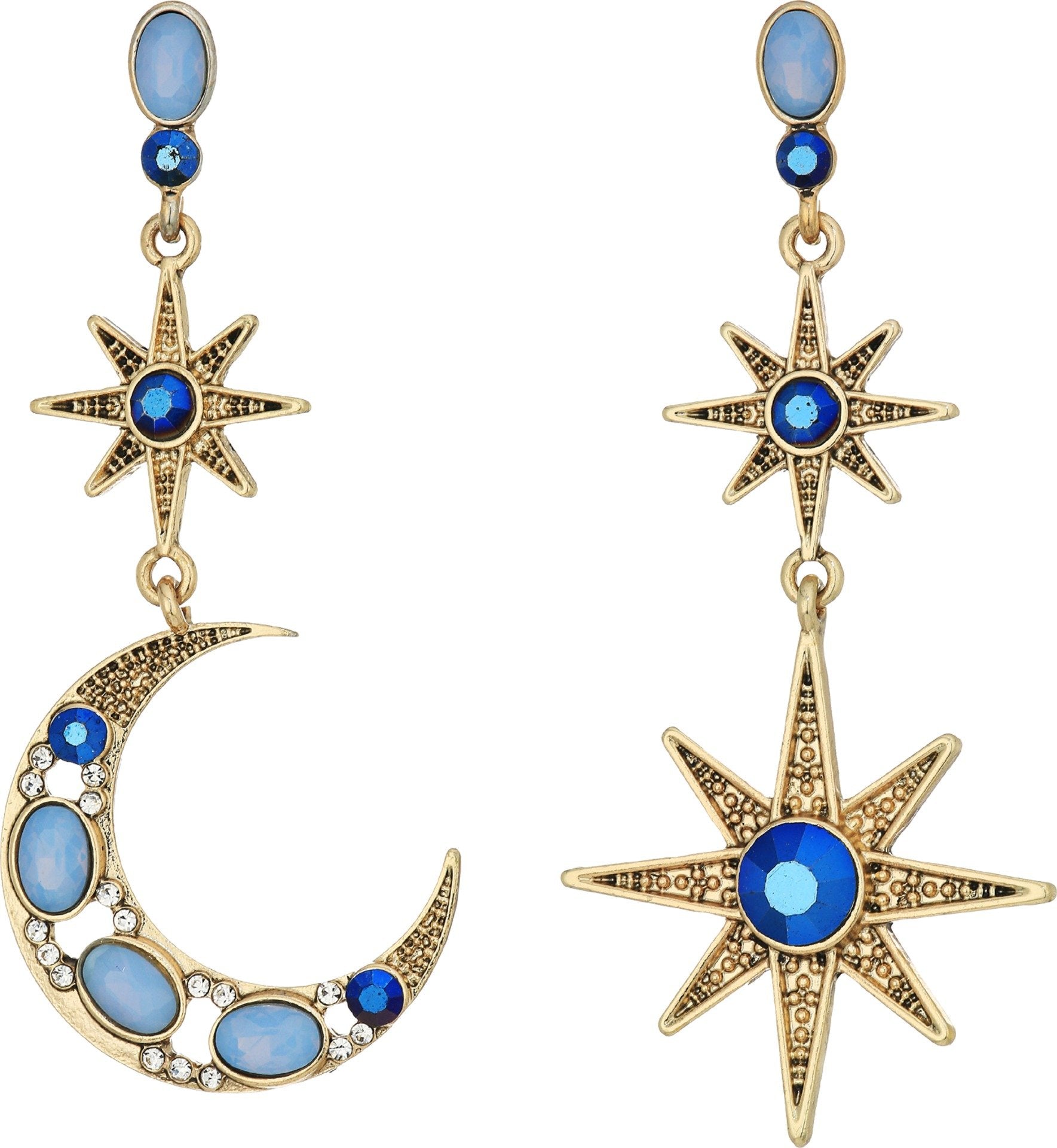 Betsey Johnson Celestial Moon & Star Drop Earrings