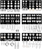 75 Pairs Gold Stud Earrings Set for Women, Trendy Hypoallergenic Pearl Cubic Zirconia Multiple Piercings Earrings Packs, Stud Hoops Earrings for Gift Jewelry