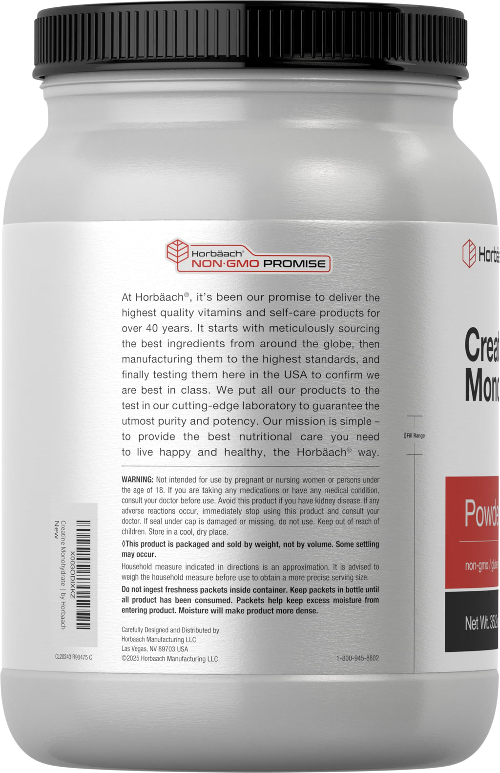Horbäach Creatine Monohydrate Powder | 2.2lbs (35.2 oz) | Micronized and Unflavored | Vegetarian, Non-GMO, and Gluten Free Supplement