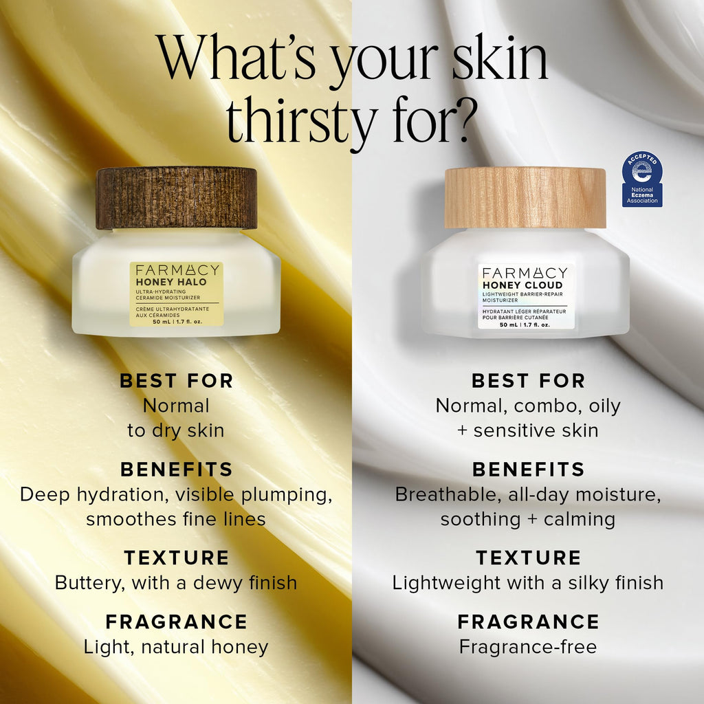 Farmacy Honey Cloud Face Moisturizer Cream - Lightweight Face Lotion with Hyaluronic Acid + Peptides - Breathable Moisture + Barrier Repair - Facial Moisturizer for Combo, Sensitive + Oily Skin (50ml)
