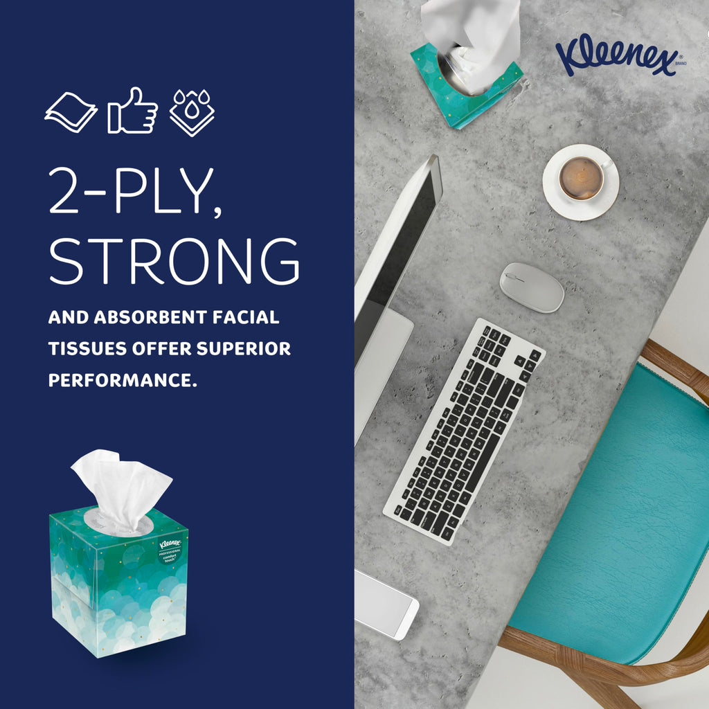 Kleenex® Professional Facial Tissue, Bulk (21271), 2-Ply, White, Upright Cube Boxed Format, Designed for Business (90 Tissues/Box, 6 Bundles of 6 Boxes, 3,240 Sheets/Case)