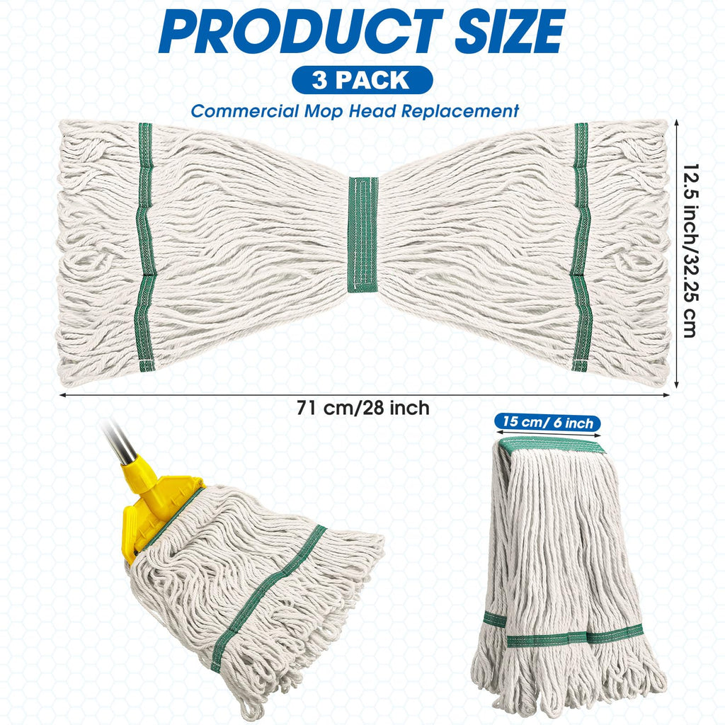 Eccliy 24 Pack Heavy Loop End Cotton String Mop Head Heavy Duty Mop Head Commercial Refills Replacement Bulk for Home Industrial Commercial Floor Cleaning