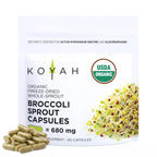 KOYAH - Organic Broccoli Sprout Capsules – Freeze-Dried Whole Broccoli Sprouts – 3rd Party Tested for Active Myrosinase & Glucoraphanin (Sulforaphane Glucosinolate) - 60 Capsules