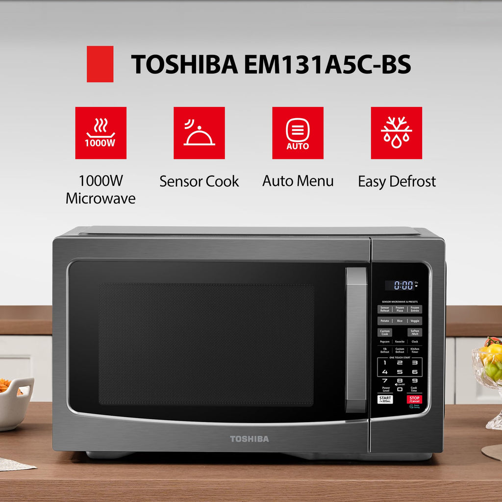 MPP-BS Microwave Oven with Smart Sensor, Easy Clean Interior, ECO Mode and Sound On/Off, 1.2 Cu.ft, Black Stainless Steel