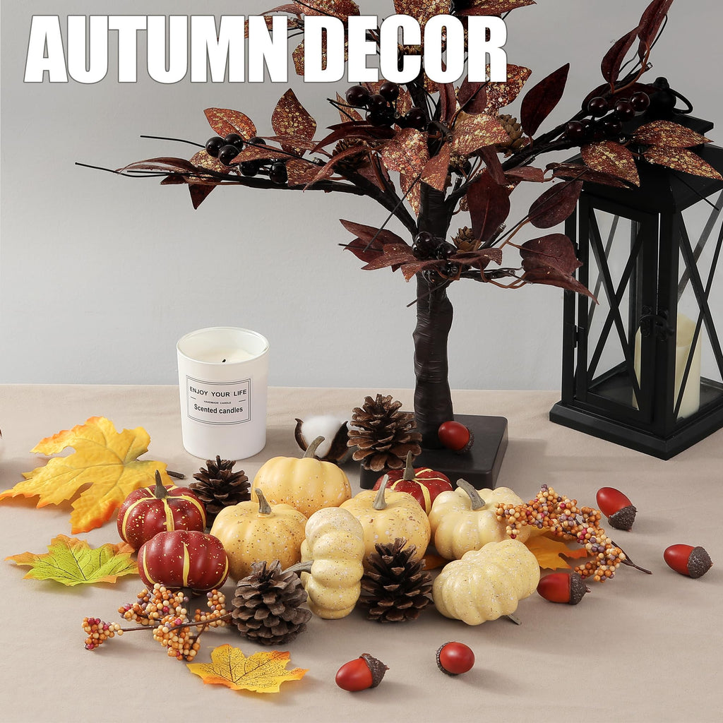 Artgar Pumpkin Decor Set, 23 PCS Fall Harvest Bowl Filler Decorations