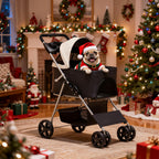 MoNiBloom 3 in 1 Foldable Pet Stroller for Small & Medium Dogs, Detachable Carrier, Car Seat, Push Button Entry, 4-Wheel Jogger for Pets up to 33 lbs, Black