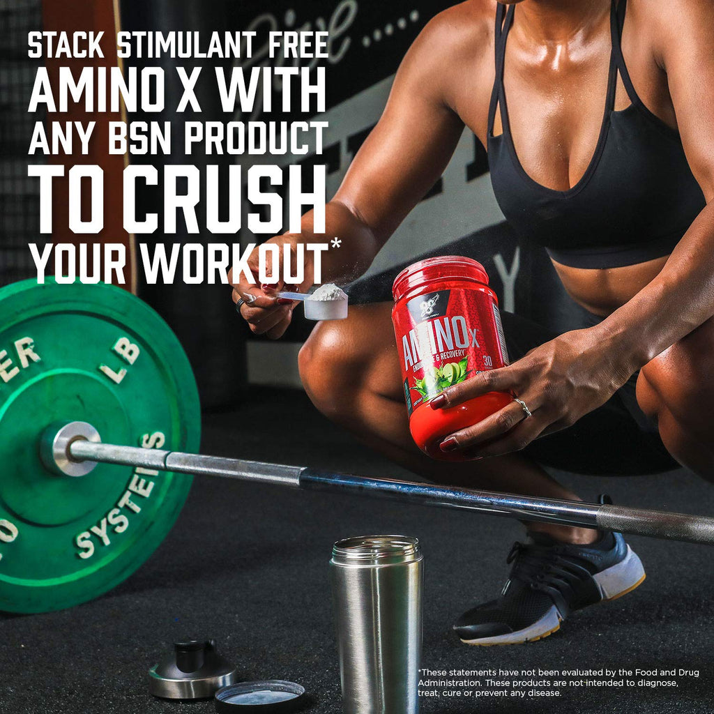 BSN Amino X Muscle Recovery & Endurance Powder with BCAAs, 10 Grams of Amino Acids, Keto Friendly, Caffeine-Free, Support Endurance, Zero Sugar, Blue Raz, 30 servings, 15.34 Ounce (Packaging May Vary)