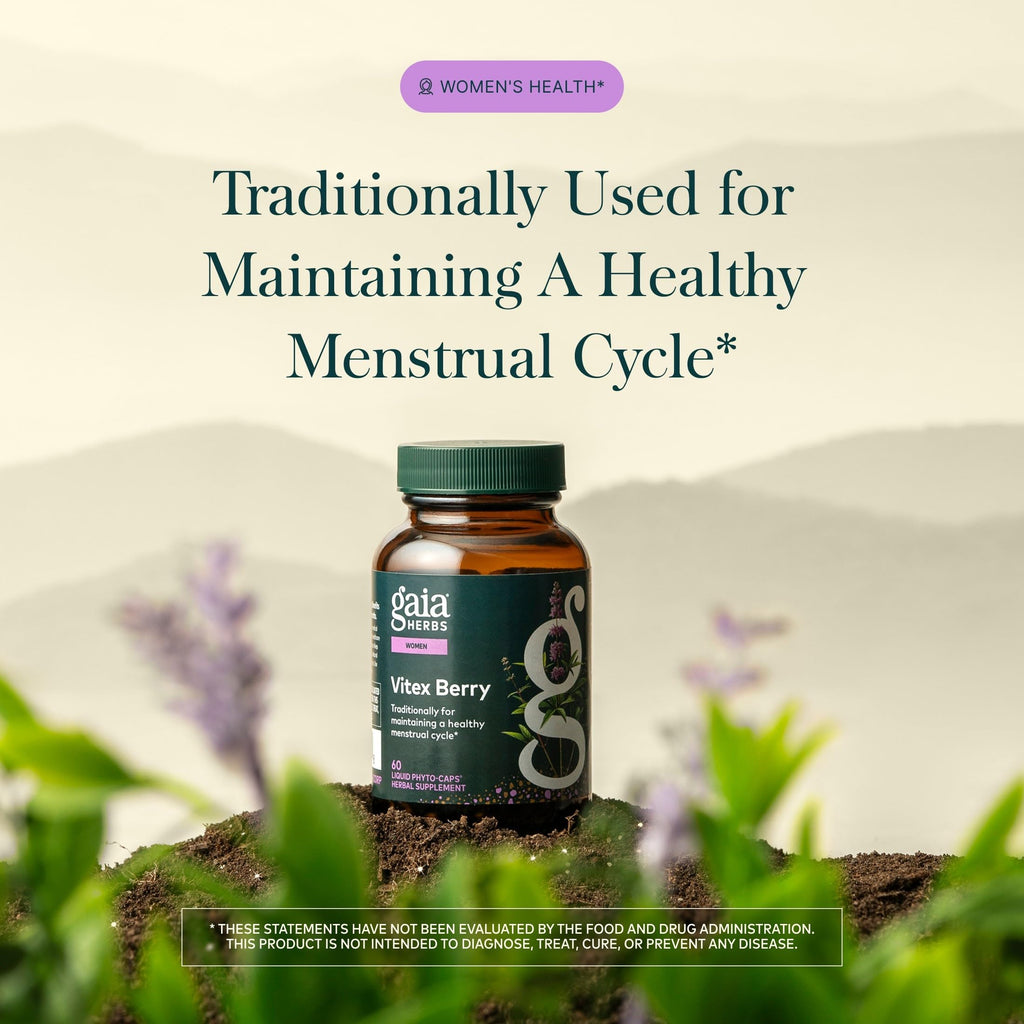 Gaia Herbs Vitex Berry - 1000 mg Organic Chaste Tree - Traditionally Used to Support Hormone Balance for Women & a Healthy Menstrual Cycle* - 60 Vegan Liquid Phyto-Caps (30 Servings)