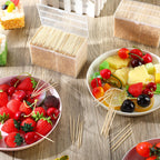 Jerify 12000 Pcs Bamboo Wooden Toothpicks Wood Round Double Sided Toothpicks with Clear Plastic Storage Box for Appetizers Food Barbecue Fruit Teeth Cleaning Party