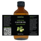GreenIVe 100% Pure Castor Oil – Cold-Pressed, Hexane-Free – Hair, Eyebrows, Eyelashes, Skin Moisturizer, Castor Pack Wrap Oil GLASS Bottle (8 Fl Oz)