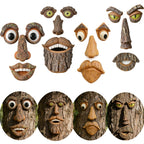 FmnyYaid 4 Pack Tree Faces Decor Outdoor, Large Whimsical Old Man Tree Hugger Statues, Resin Tree Art for Garden Yard Patio, Funny Tree Peeker Sculptures for Halloween Easter