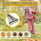Adjustable Leaf Rake, Heavy Duty Metal Rake for Leaves, Long Handle 30"-60" with Expandable Head 8"-17", Collapsible Small Rakes for Lawns, Gardening, Yard, Camping, Shrub, Grass, Bush, Weed, Debris