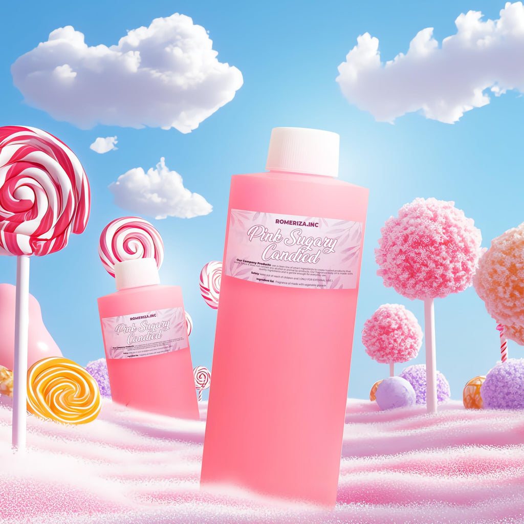Pink Sugary Candied Fragrance Body Oil - Luxury Scented Body Oil Perfume- Women Natural Scented Oil - Long Lasting Perfume - Uncut Fragrance Oil in Plastic Bottle 4 Fl Oz (Pack of 1)