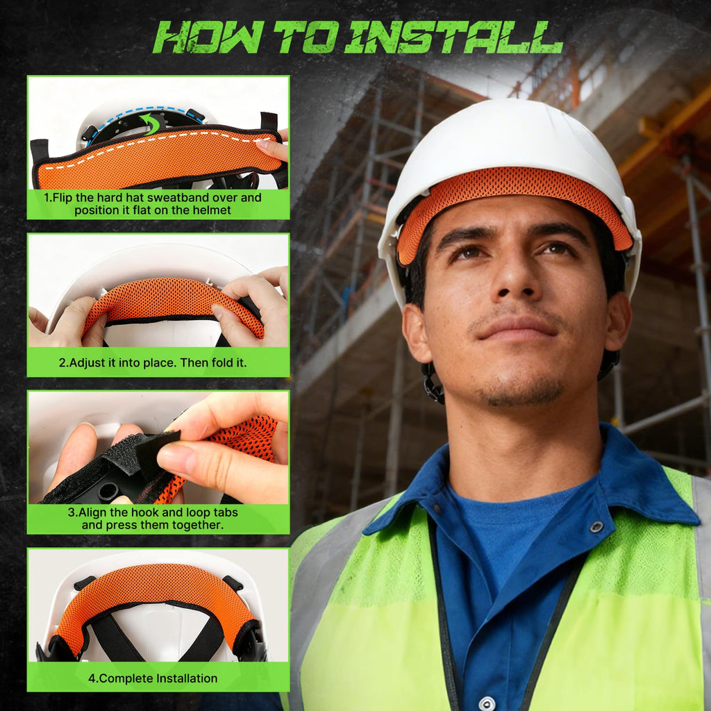 Aolamegs Hard Hat Sweatband - 5pcs Washable Hard Hats Sweat Bands,Flame Retardant Cotton Construction Hardhat Liners for Men,3-Layer Welding Helmet Sweatband,Hard Hat Accessories for Welding Headgear