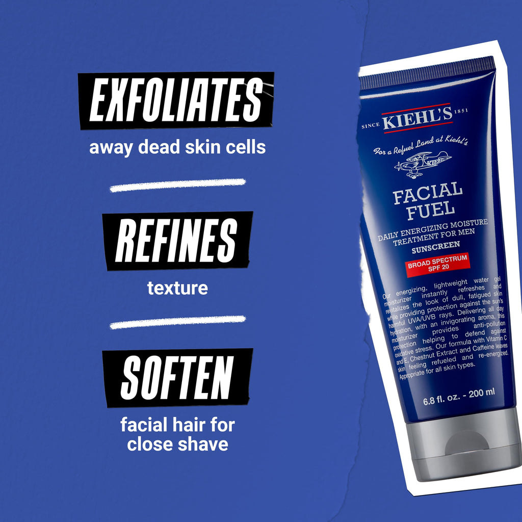 Kiehl's Facial Fuel Moisturizer with SPF 20 for Men, Energizing Face Moisturizer for Dull Skin, Non-Greasy Feel, Hydrating Lotion & Broad Spectrum Sunscreen, with Caffeine & Vitamin C - 2.5 fl oz