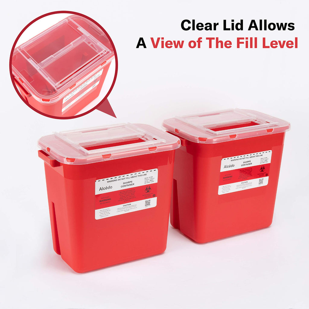 Alcedo Large Sharps Container 2 Gallon (2-Pack) Home & Professional Use