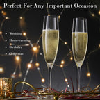 JBHO Champagne Glasses-Elegant Flutes-Gift-Box-Hand Blown Champagne Flutes Glass-100% Lead-Free Premium Crystal - Gift Idea for Wedding, Anniversary, Christmas,New Year-Set of 4-8oz, Clear