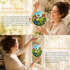 Acrylic Jigsaw Puzzle Suncatcher 7.8'',Stained Glass Suncatcher Home Decor