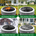 Tlswshsy 5.4 Ft Inflatable Hot Tub Cover- Energy Saving lid for Round Hot Tub- Foldable Protective Rain Overflow Cover for Outdoor Inflatable Hot Tubs (Black)