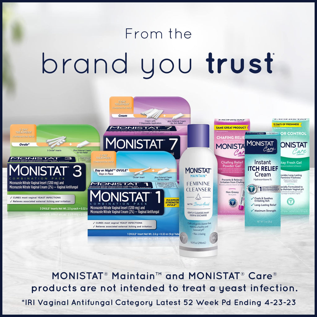 Monistat 7-Day Yeast Infection Treatment for Women, Miconazole Cream (45g Tube) with 7 Disposable Applicators & External Itch Relief Anti-Itch Cream (9g Tube) Combo Pack