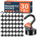 FINDMAG 100 Pack 30 LBS Magnetic Hooks Neodymium Magnet Hooks for Hanging, Magnetic Hooks Magnets with Hook for Bathroom, Kitchen, Towel, Office, Garage, Black