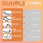 HUHOLE 10-Pack Heavy Duty Pegboard Hooks for Power Tools & Garage Organization, Vinyl-Coated Steel Drill Holders & Utility Hangers, Fits Standard 1/4" Pegboards (Black)