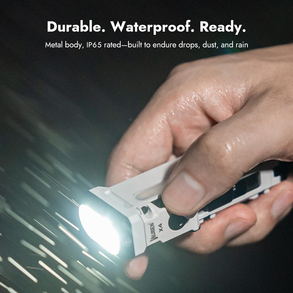WUBEN X4 EDC Flat Flashlight with RGB Light, 1500 Lumens Mini Flashlight with Tactical Switch and Magnetic, IP68 Portable Pocket Clip USB C Flash Light for Camping, Checking, Emergencies