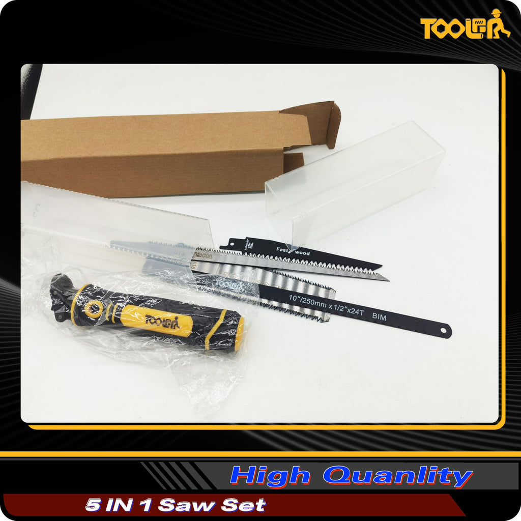 5-In-1 Multi Blades Hand Saw, 6 Inch(11T/16T) Double Edges Japanese Pull, DrywallSaw, HackSaw, Jab Saw, for Woodworking, Hard/Soft woods cutting, Metal, Blade Quick Change Mechanism.