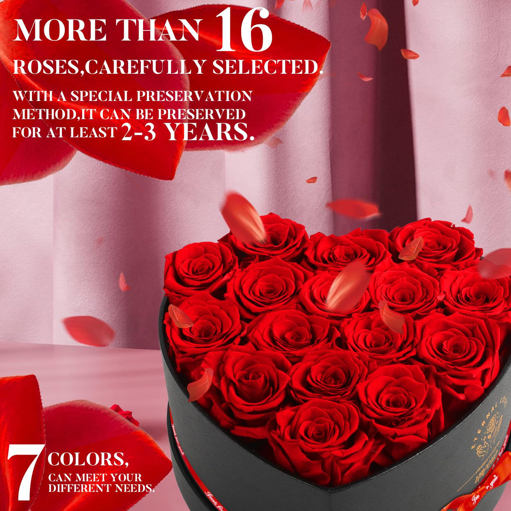 Impouo 16-Piece Preserved Rose Birthday Gifts for Women
