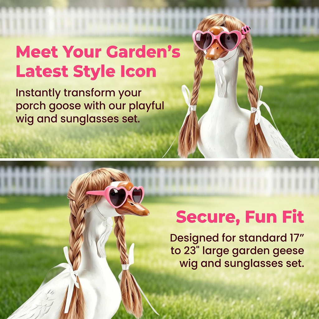 YFFSQXH 3 Styles Porch Goose Wig Set for 17/23 Inch Lawn Goose Statue