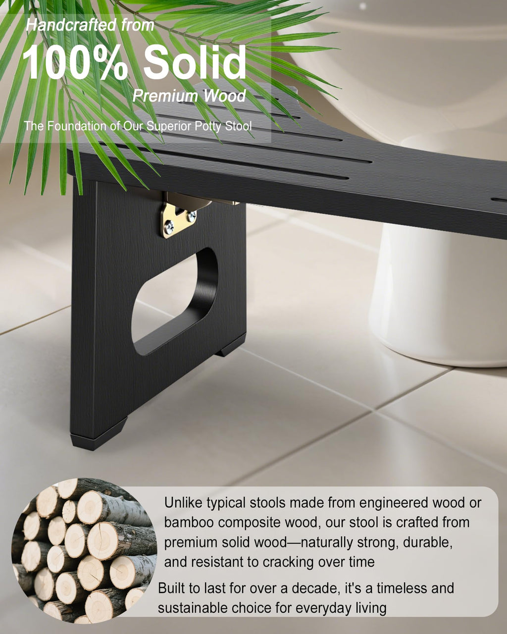 Yose Toilet Stool Foldable, 7 Inch Poop Stool for Bathroom, Toilet Stool Squat Adult, Thickened Bamboo Potty Stool with 400lb Support & Non-Slip Pads, for Better Bowel Health