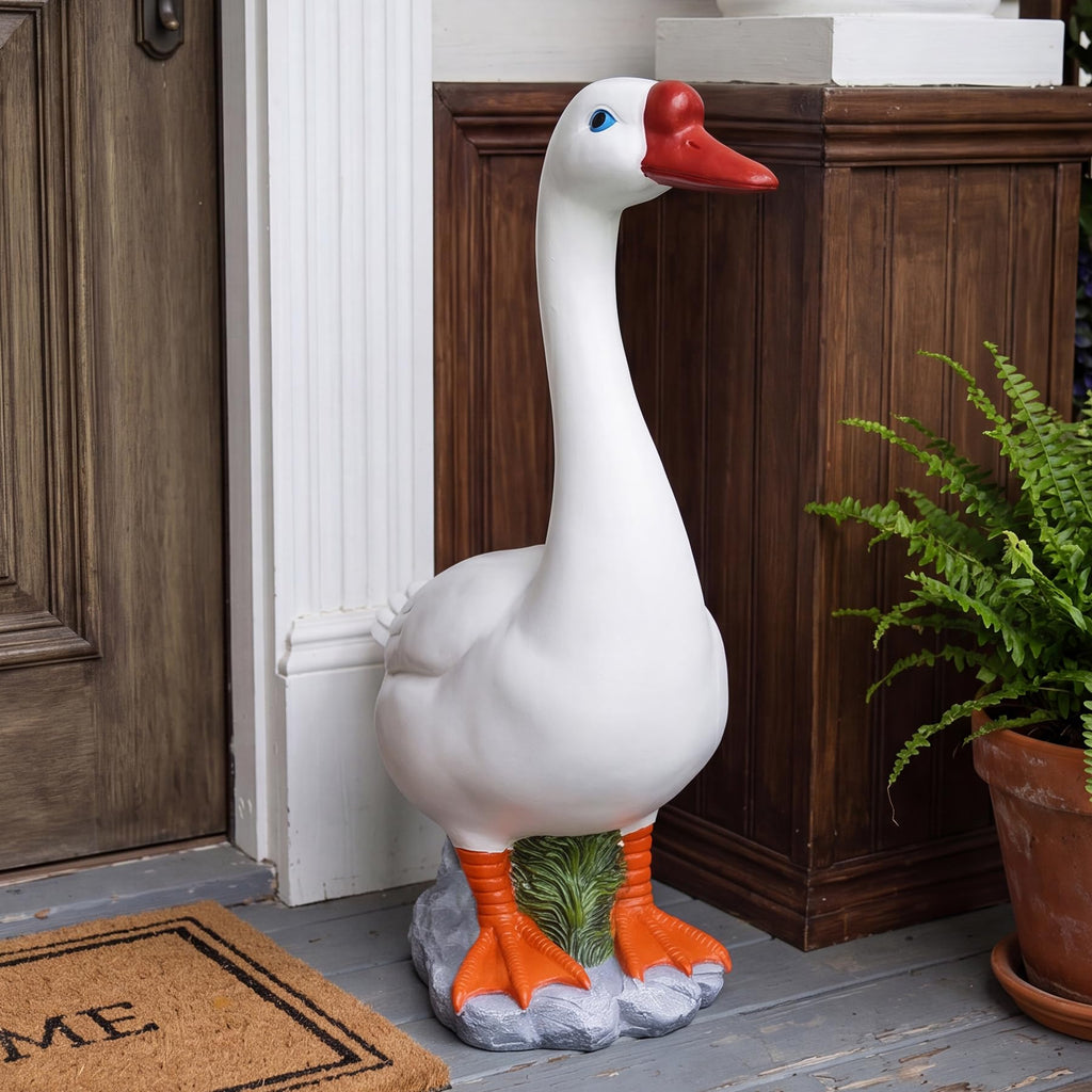 20" Porch Goose Statue Large Garden Resin Goose Decorative Sculpture