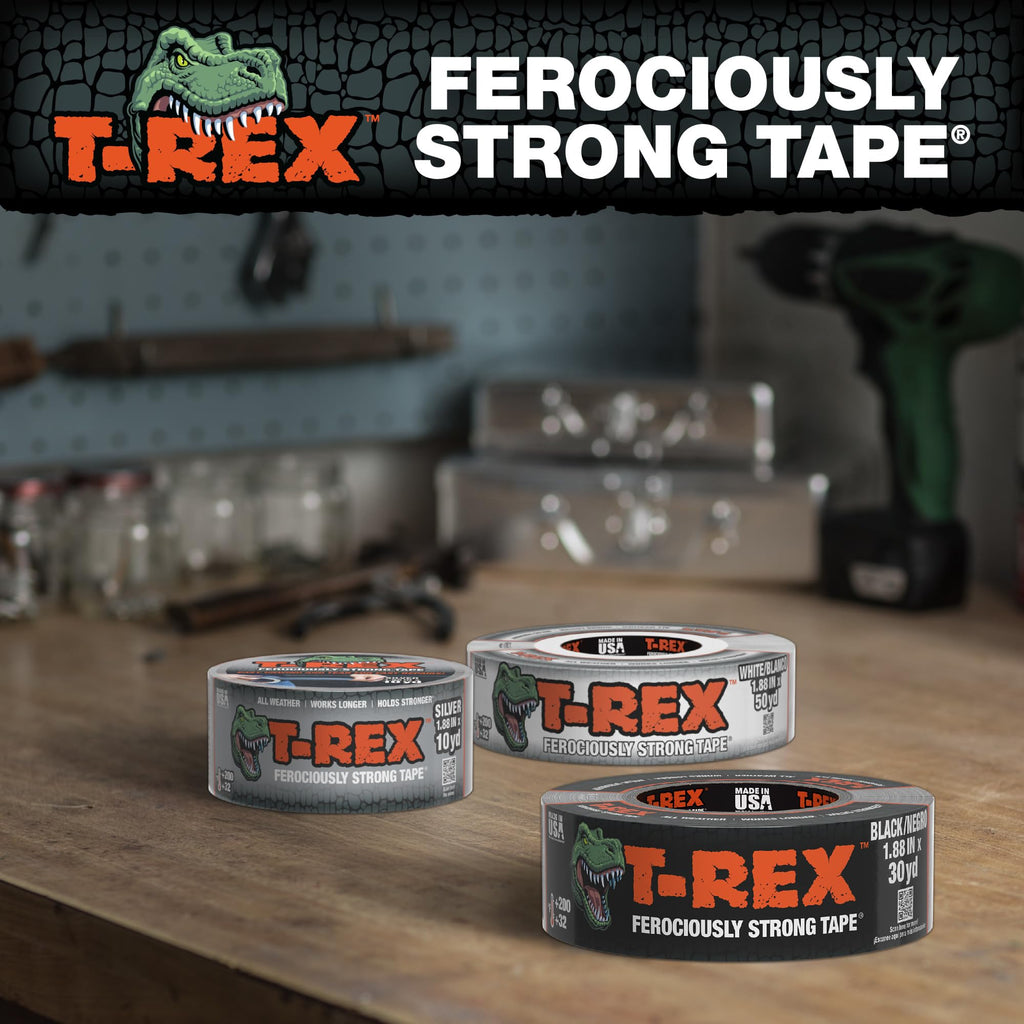 T-REX Tape Heavy Duty Duct Tape with UV Resistant & Waterproof Backing for Ferociously Strong Repairs, 1.88" x 30 yd, Gunmetal Gray, 1 Roll