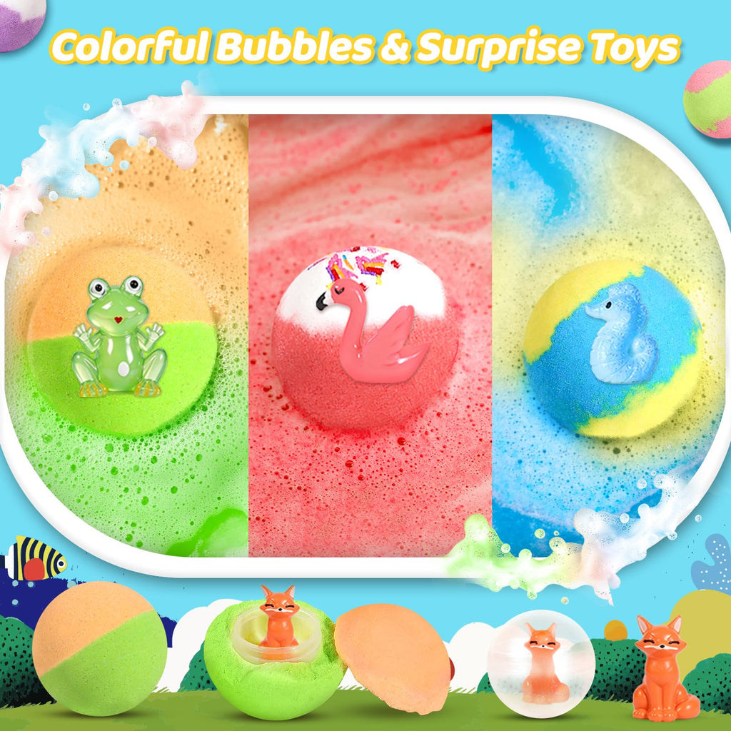 30 Pack Bath Bombs for Kids with Toys Inside, Kid Bath Bombs Gift Set with 30 Sea & Land & Sky Animal Surprise Toys, Stocking Stuffers for Kids Boys Girls, Christmas Gift, Natural Bubble Bath Fizzy