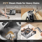 uwant Carpet Cleaner Machine with Steam&Hot&Cold Water System 18Kpa Powerful Suction Upholstery Cleaner Machine with Pet Pro Cleaner for Pets, Carpet Steam Cleaner with Specialty Tools for Cars