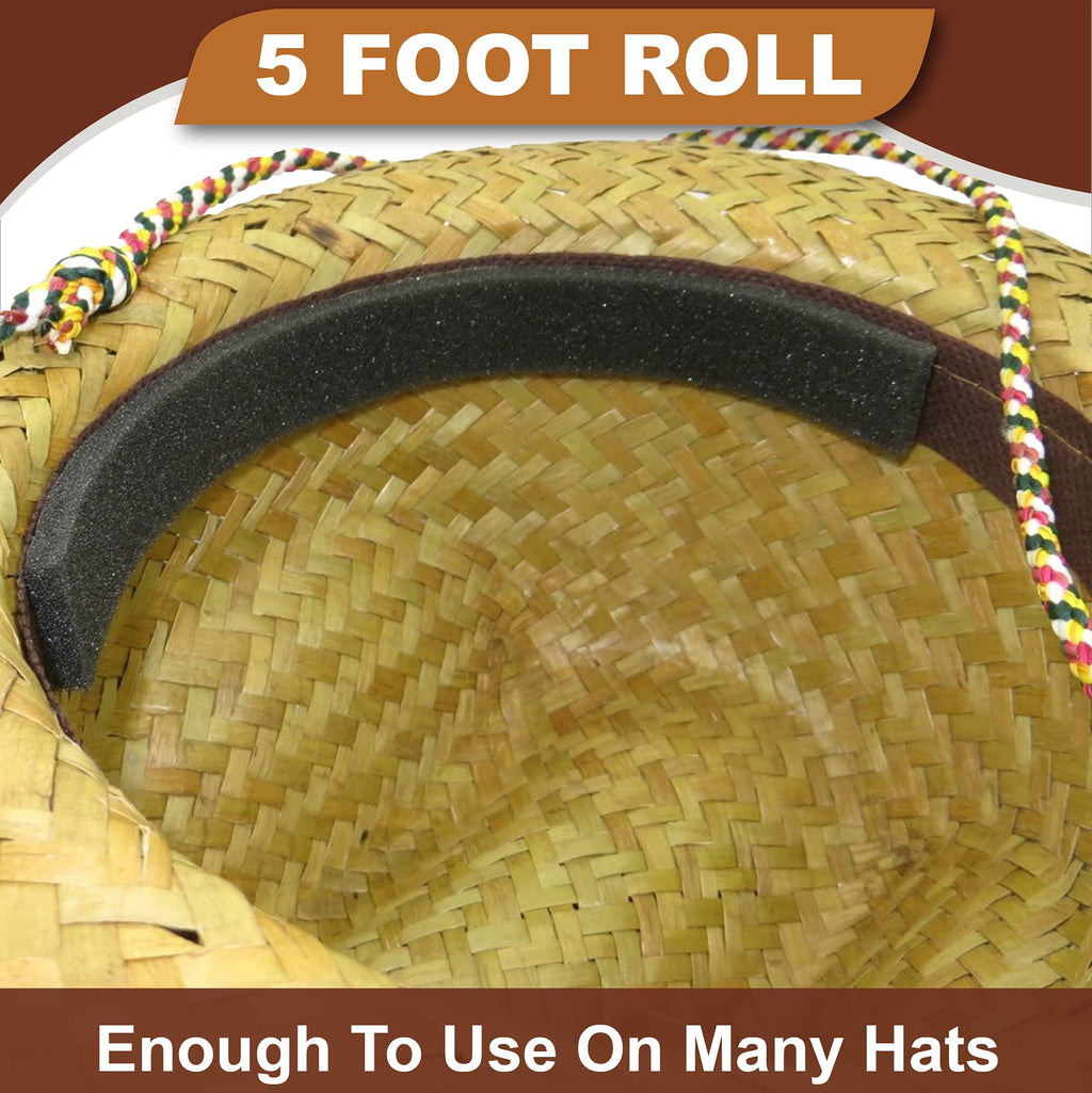 Atzi Hats Hat Tape Roll 60" (5 Feet) Foam Hat Size Reducer for Loose Hats Cap Sizing Insert Strip for Fedora, Baseball, Cowboy, Western, Panama & Straw Hats Sweatband Filler for Better Hat Fit Comfort