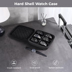 ProCase 6-Slot Travel Watch Case for Men, Hard Shell Storage Box -Black